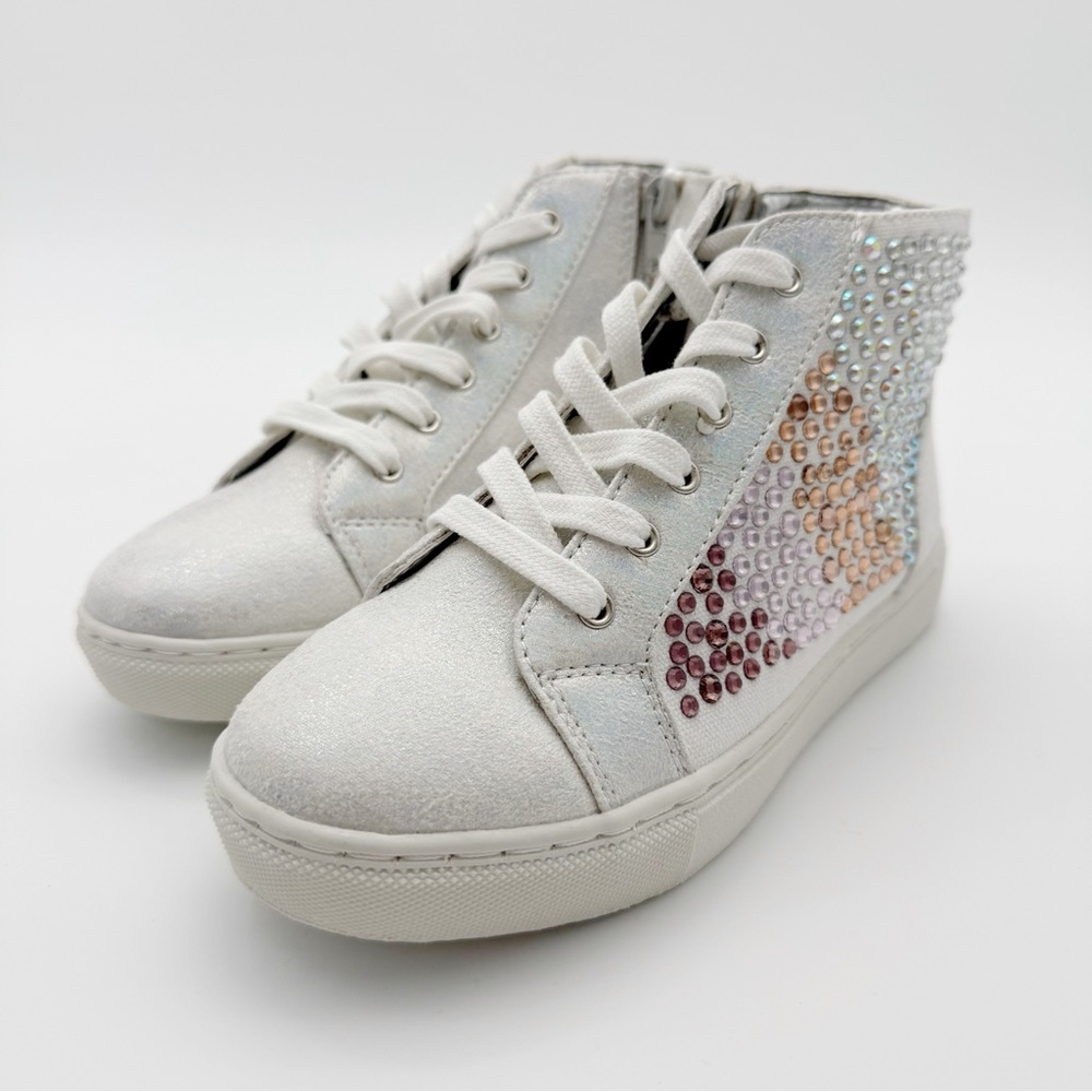 Girls Steve Madden White Rhinestone Sneakers Size 2